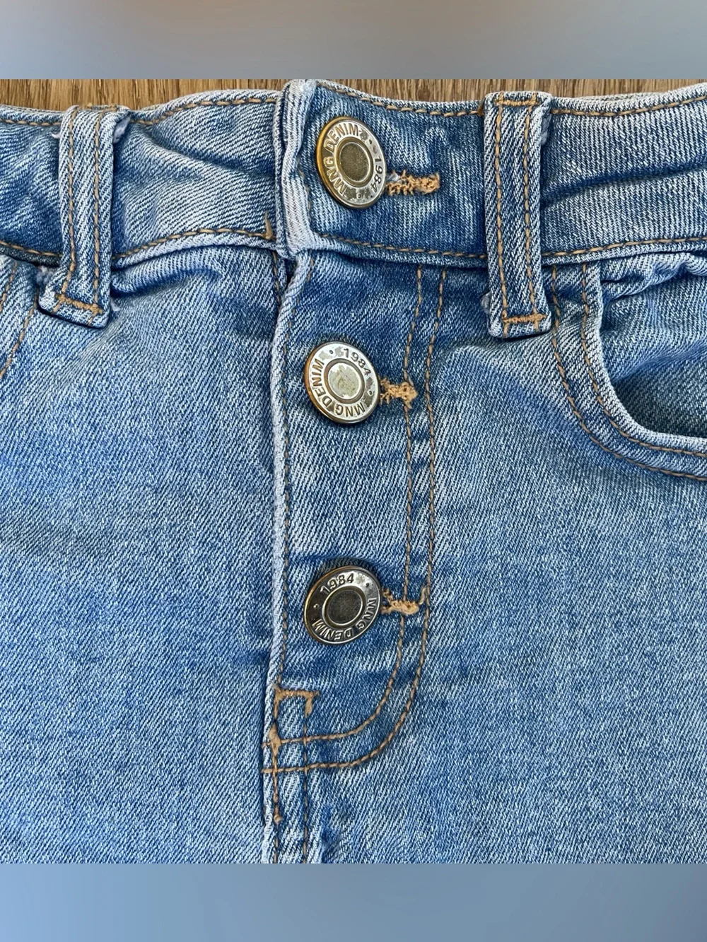 Mango Light Blue Denim Girls' Frayed Hem Shorts